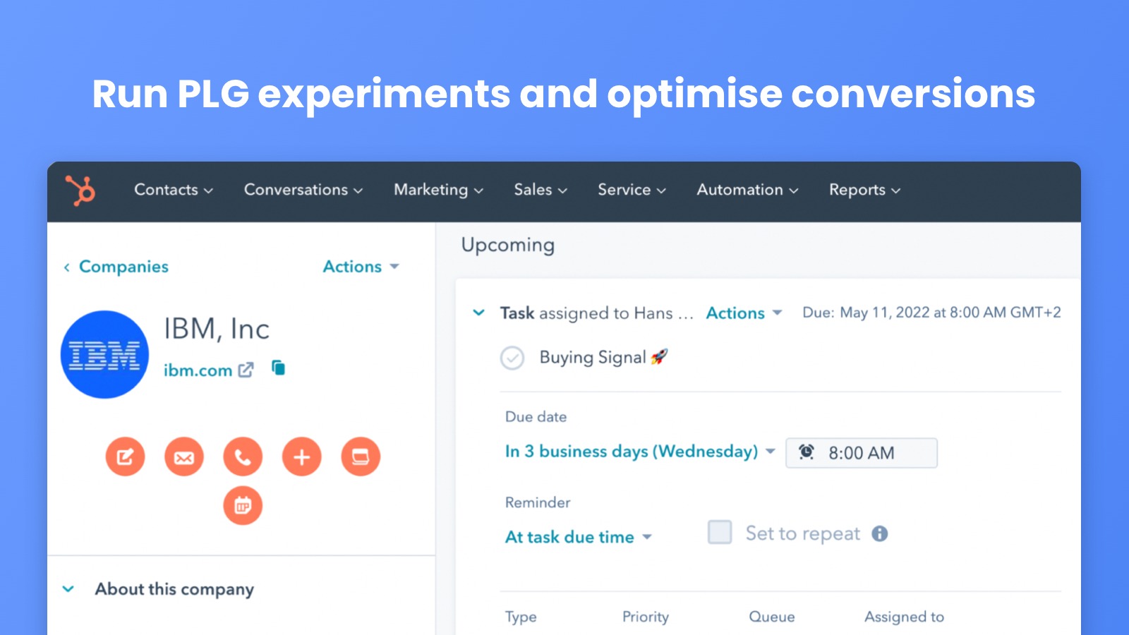 A task created by journy.io based on product behaviour.